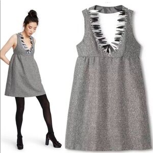 🎉HP🎉Anna Sui, Gray Tweed Dress w/Silver Bangled Fringe, Such A COOL Piece!